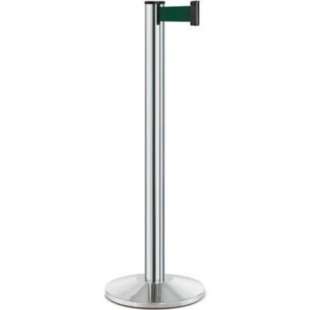 Lavi Industries Lavi Industries Beltrac® Retractable Belt Barrier, 40" Chrome Post, 7' Forest Green Belt 50-3000CL/FG